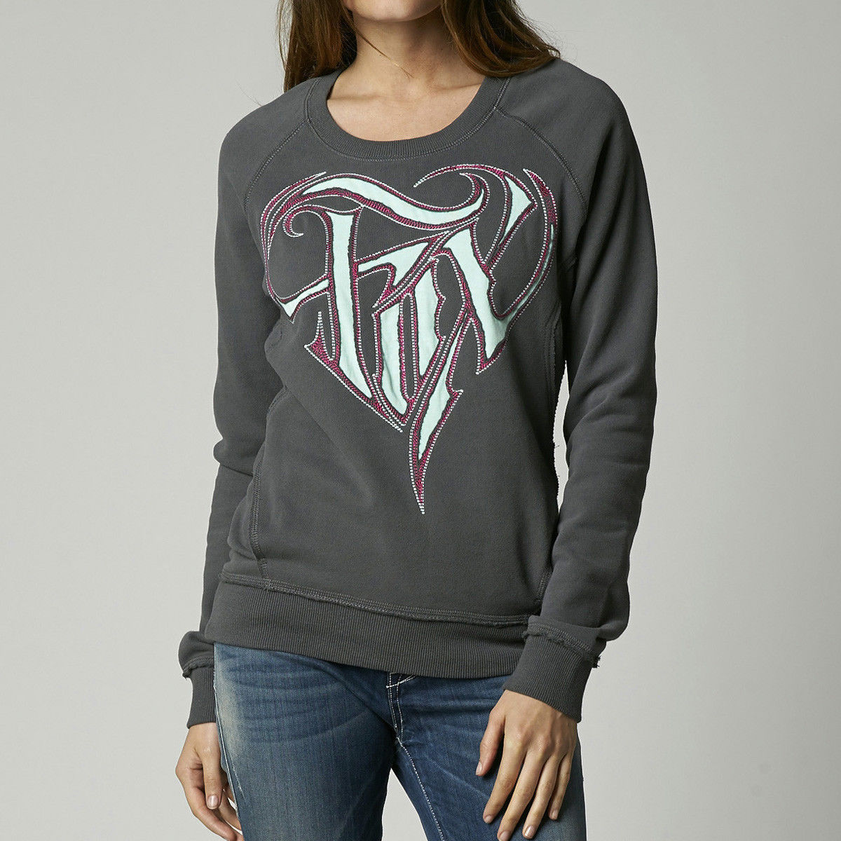 Fox Racing Womens Abrasive Pullover Sweatshirt Graphite Grey