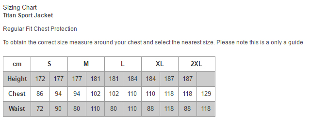 Fox Apparel Size Chart