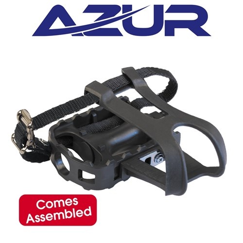 Azur Pedal - GRIP+ - Toe Clip & Straps - 1/2"
