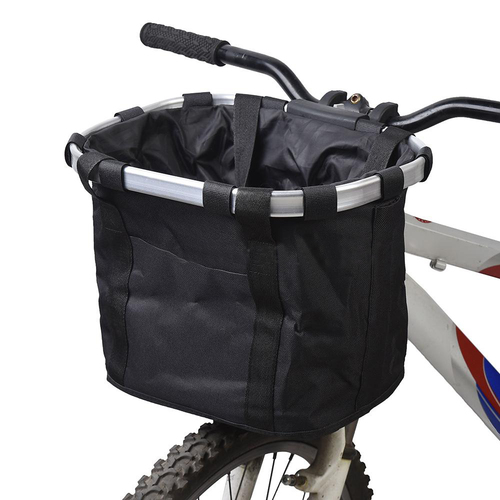Velobici Black Aluminium Bicycle Basket Frame Detachable Front Handlebar Folding Bag Bike Cycle Shopping