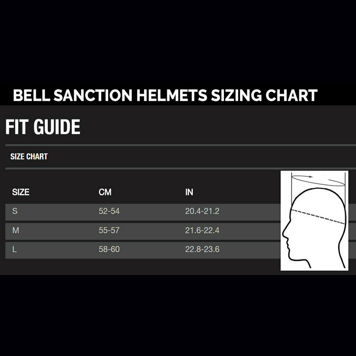 Bell Sanction Size Chart