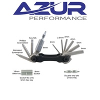 Azur Bike Multi Tool - Allen Key-Torx-Screwdriver-Bits-Sockets - 14 Function