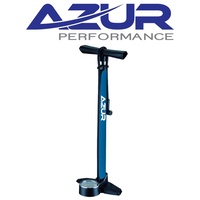 Azur Deluxe Bike Floor Pump - Clever valve 160 psi Blue