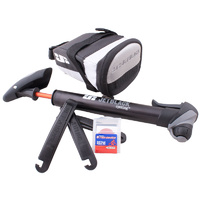 JetBlack MTB Essentials Bike Bicycle Pack Includes Pump Saddle Bag Tyre Levers Patch Kit