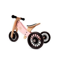 Kinderfeets Wooden 2-In-1 Tiny Tot PLUS Trike/Tricycle/Balance Bike - Rose