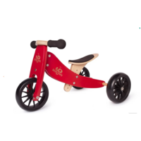 Kinderfeets Wooden 2-In-1 Tiny Tot Trike/Tricycle/Balance Bike - Cherry Red