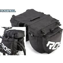 ROSWHEEL Pannier set, Top bag and side bags, water resistant, Side bags H33/W30cm, Top bag H34/W30cm, 1000D reinforced polyester, Black