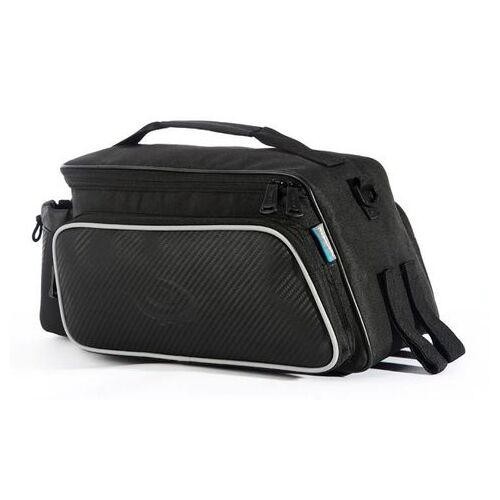 Rack top Bag 10L, Main pocket, 2 side zippered pockets, water bottle pocket ,velcro attach, Black