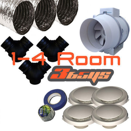 4 Room 150Mm Turbo Fan - Inline Fan Turbo Kit - Air Transfer Kit