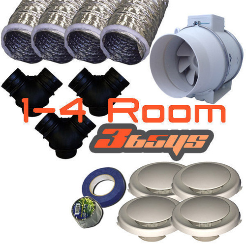 4 Room 150mm Turbo Fan Transfer Kit (Australia local supplies)