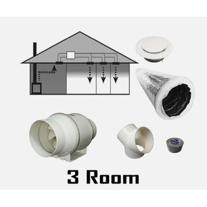 3 Room 200mm Turbo Fan Heat Transfer Kit - Inline Fan (Australia local supplies)