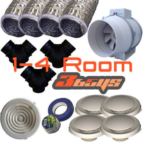 4 Room 200Mm Turbo Fan Heat Transfer Kit (Australia local supplies)
