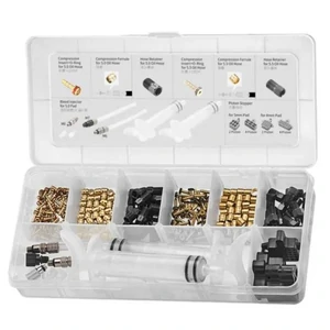 "NEW" - Tektro. HYDRAULIC, workshop service kit; syringe x 2 , hose retainer x 25, compression ferrules x 50, brass inserts with O-ring x 50, stop blo