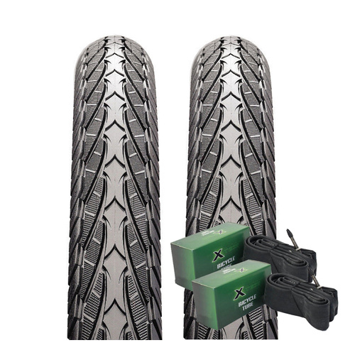 2 x Maxxis Overdrive 700X38C MaxxProtect Hybrid Bike Tyre + Presta Tube