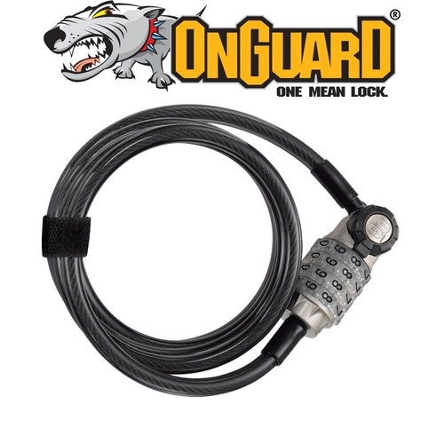 On Guard Bike Bicycle Lock OG Series - Light Up Coiled Cable Combo - 150cm x 8mm