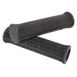 Handlebar Grips, 125mm, Half Waffle Pattern. ALL Black , Kraton rubber w/Gel, Light Weight, closed end - Quality VELO product