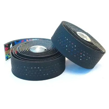 Velo Handlebar Cushion Tape Black Microfibre + MULTI-COLOUR ShockProof gel w Plugs