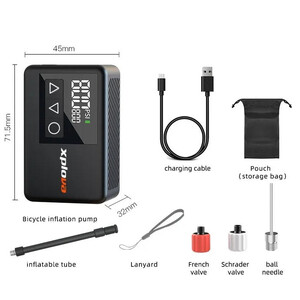 MINI ELECTRIC PUMP - XPLOVA MP1 - A/V & F/V, w/air hose, ball neddle, storage bag, USB type C cable, MAX: 120 PSI.
