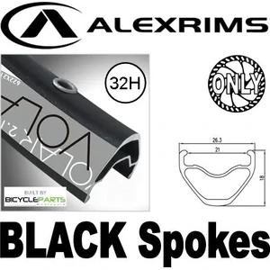 WHEEL - 26" Alex Volar 2.1 32H S/j Black Rim, FRONT 20mm T/A (110mm OLD) 6 Bolt Disc Sealed Novatec Black Hub, Mach 1 BLACK Spokes