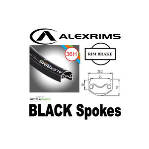 WHEEL - 26" Alex ADVENTURER 2 36H P/j Black Rim, 8/11 SPEED Q/R (130mm OLD) Sealed Novatec Black Hub, Mach 1 BLACK Spokes