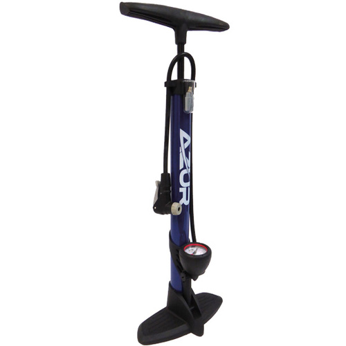 Azur Alloy Clever Valve Bike Bicycle Floor Pump 160psi Blue