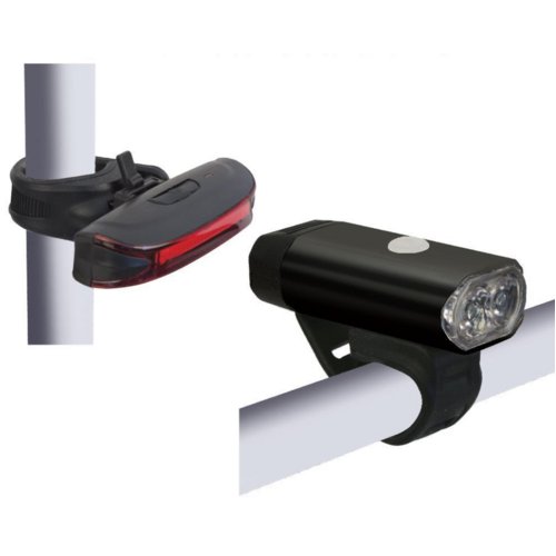 Azur USB Rechargeable 400 Front & Rear Light Set Combo Head Bike Cycling Bicycle Light