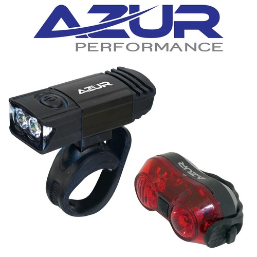 Azur Deluxe USB Rechargeable Front & Rear Bike Bicycle Light Set 