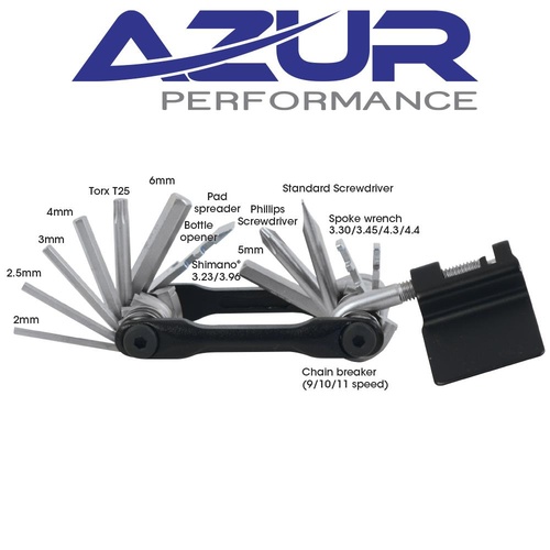 Azur Bike Multi Tool - Chain Breaker-Allen Key-Torx-Screw-Shimano - 18 Function