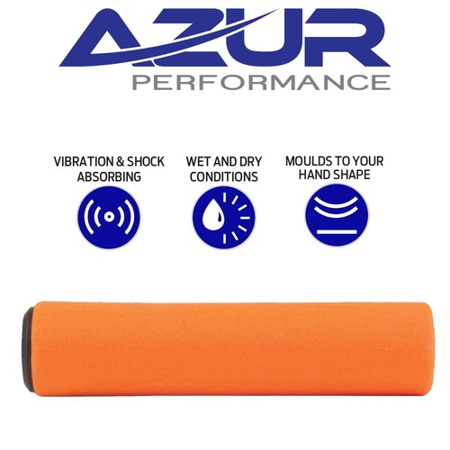 Azur Silicone Bike Handlebar Replacement Grips 130mm Bicycle Grips Pair Orange