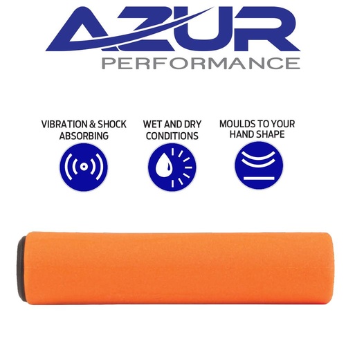 Azur Silicone Bike Handlebar Replacement Grips 130mm Bicycle Grips Pair Orange