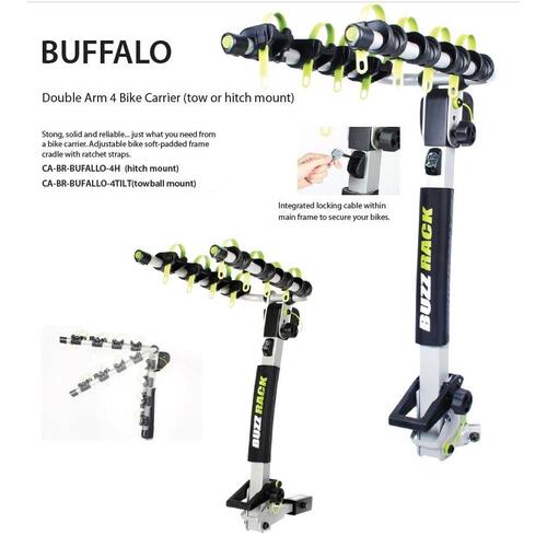 Buzzrack Buffalo H4 (Hitch) 4 Bike Dual Arm Car Rack