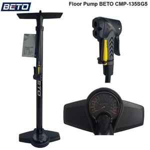 Beto Floor Pump - 26 Inch Steel - 160 psi - 34mm Barrel - Base Mount 3.5 Inch - Dual Head