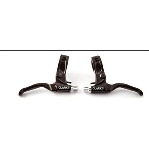 V Brake Levers, pair, Black, use with twist and thumb gear shift., hinged clamp, Value CLARKS product