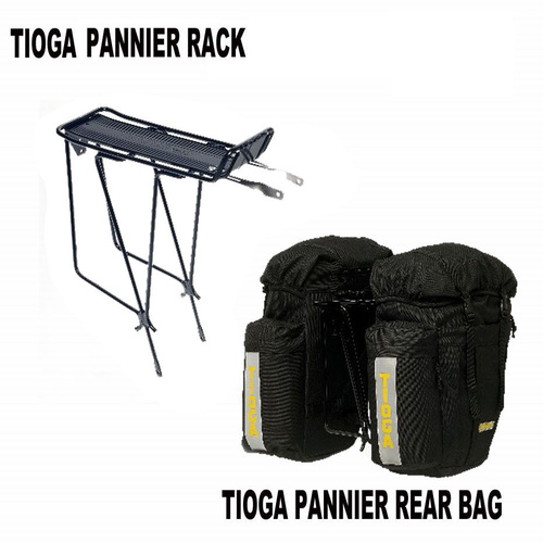 Azur Pannier Rear Rack & Panniers Bike/Bicycle Bags Set Combo - Black