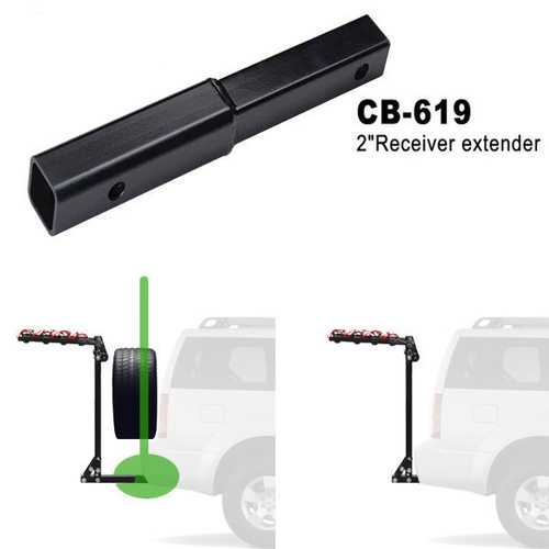 Velobici 14" Long Car Bike Rack Tow Bar Hitch Adapter Extension Extender 2" 
