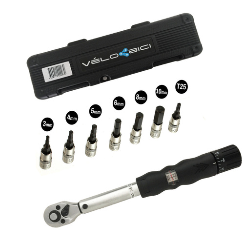 Velobici Torque Wrench Set In Box (1/4" 3-14Nm) Adjustable Micrometer Bicycle Bike Car a must for carbon bikes