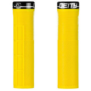 Deity Knuckleduster Single Clamp Lock On Grips - Yellow With Black Clamps