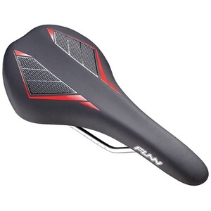 Funn Saddle - Skinny - 144mm Wide - 280mm Long - Water Resistant - Black/ Red