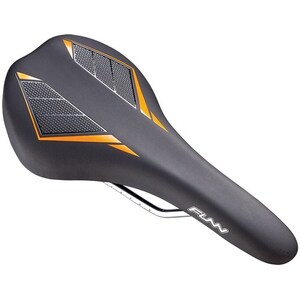 Funn Saddle - Skinny - 144mm Wide - 280mm Long - Water Resistant - Black/ Orange
