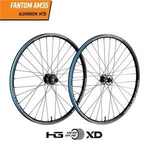 FUNN Fantom AM35 Wheelset - Shimano HG Splined - Black - F-15x110mm Boost R-12x148mm Boost - 6 Bolt - Front and Rear - 27.5 Inch