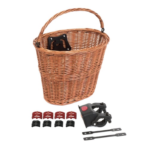 Quick Release Wicker Bicycle Bike Basket - Tan