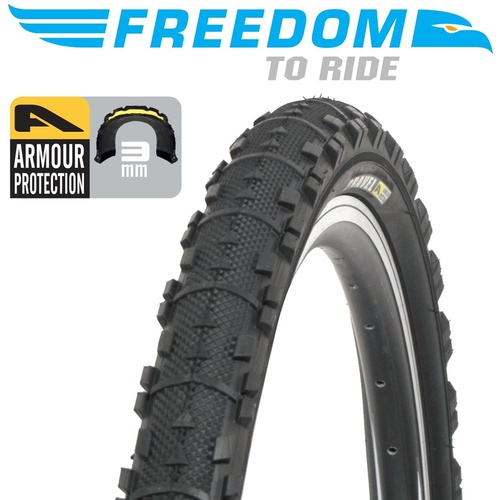 Freedom Bicycle Wire Bead Bike Tyre Gravel Armour Protection - 26"x1.95"