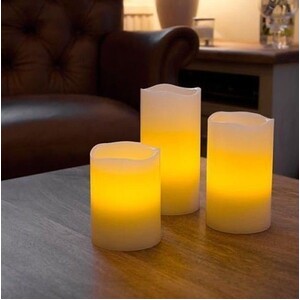 Flameless Real Wax Candles Camping atmosphere, candle light Set With Remote Control Ivory