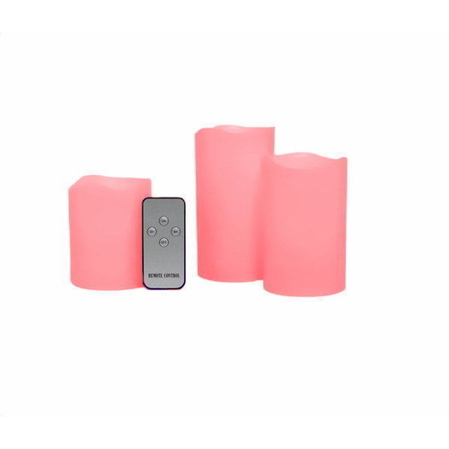 Flameless Real Wax Candles Gift Set With Remote Control Pink