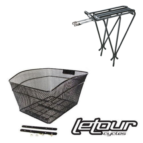Velobici Bike Basket & Rear Rack Combo Package For Extra Rear Bicycle Storage