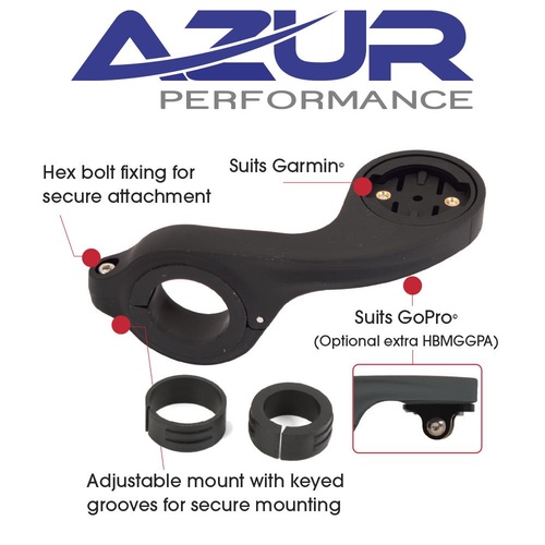 Azur Bike Bicycle Garmin Out Front Handlebar Mount - Black