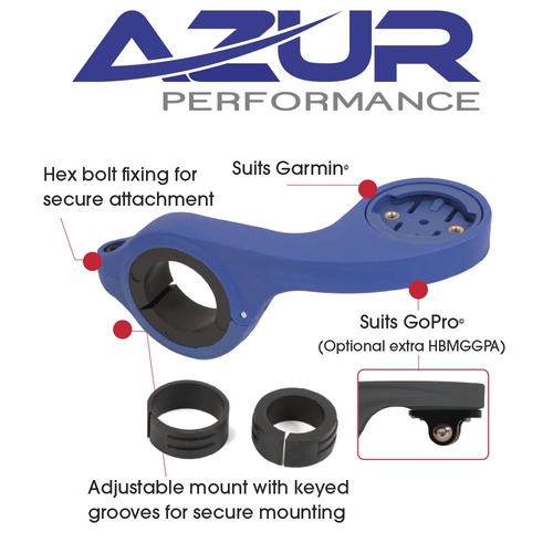 Azur Bike Bicycle Garmin Out Front Handlebar Mount - Dark Blue