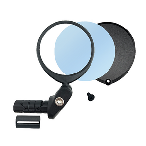Hafny Mirror - Bar End - Replaceable 62mm HD Silver Glass Lens - Inside Diameter 14.8-23mm - Left / Right Interchangeable
