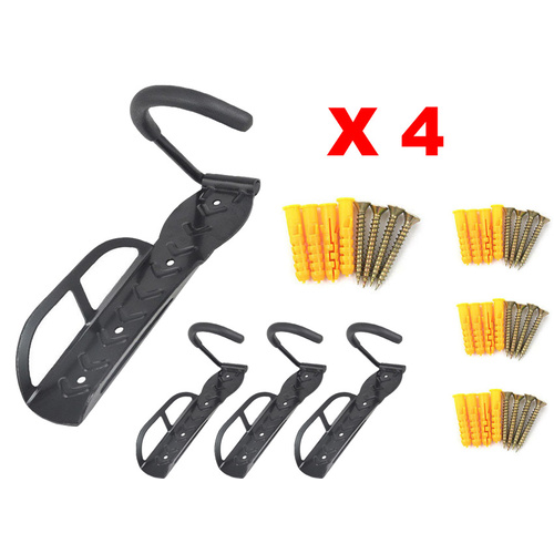 Velobici 4 PCS Bicycle Storage Rack-Wall Mounted Bike Hanger Hook Black