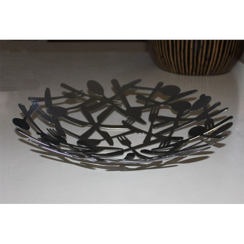 French-Style Iron Fruit Bowl Plate  --------- Silver